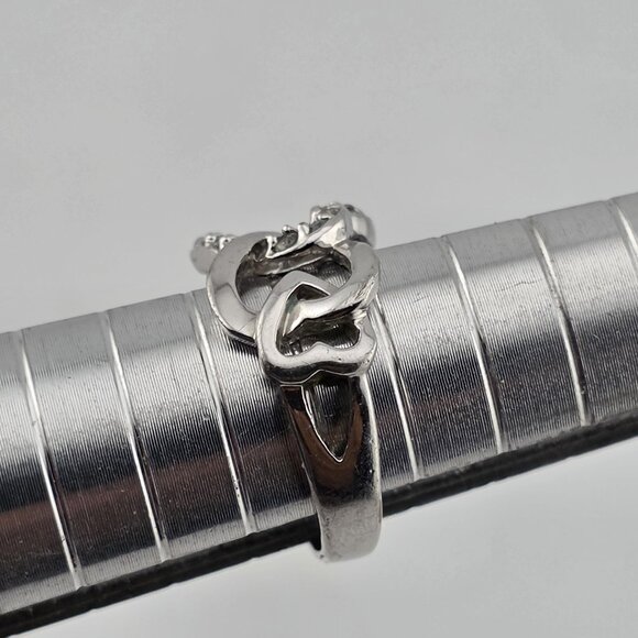 R.S. Covenant Silver Tone Clear Cubic Zirconia Heart Ring Size 5 - Picture 6 of 10